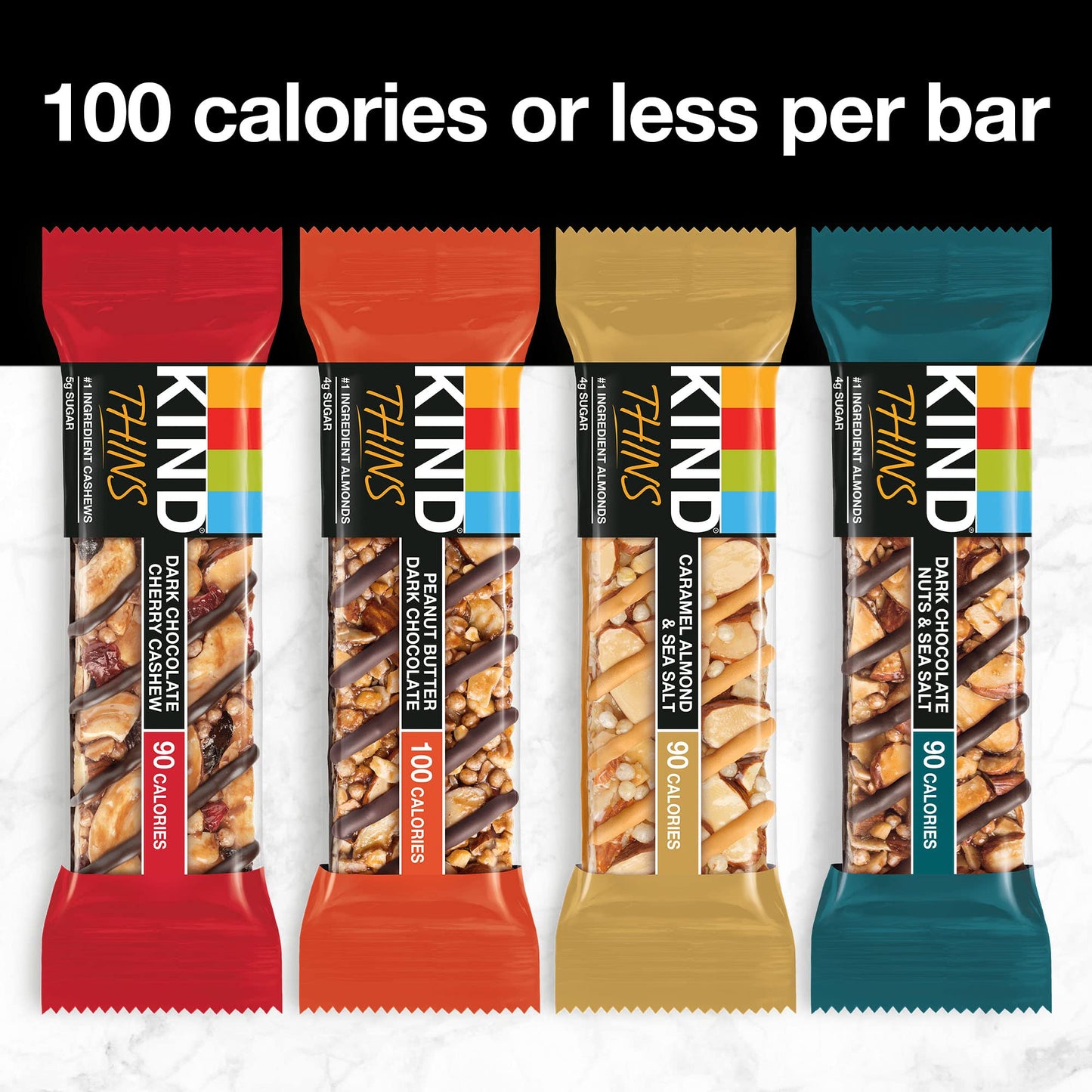 KIND Thins Variety Pack, Peanut Butter Dark Chocolate, Dark Chocolate Cherry Cashew, Healthy Snacks, Low Calorie, 20 Count (Pack