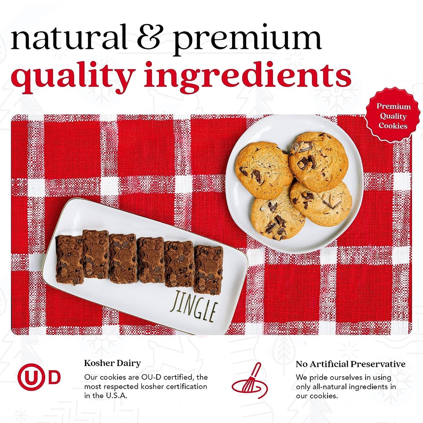 Davids Cookies Happy Holiday Assorted Cookies Bucket Sampler - 1.3Lbs Assorted Gourmet Cookies with Chocolate Chip Brownies and