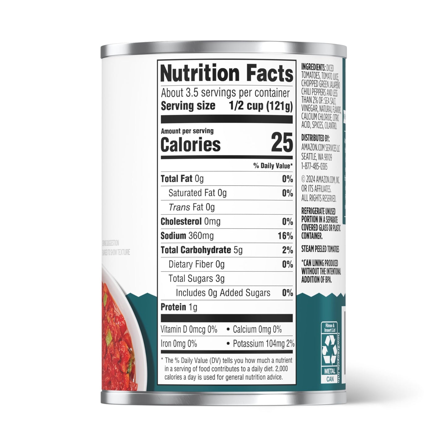 Happy Belly Diced Tomatoes with Green Chilies, 14.5 Ounce, Pack of 1
