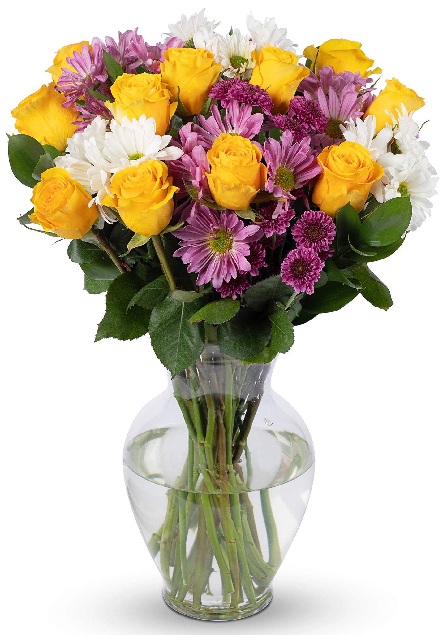 Benchmark Bouquets Life Is Good Flowers Yellow, Prime Delivery, Vase Included, Grower Direct Fresh Cut Flowers, Gift For Home D