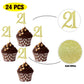 Sumerk 24PCS 21 Cupcake toppers Gold Glitter 21st Birthday Cupcake Picks Anniversary Party Decorations