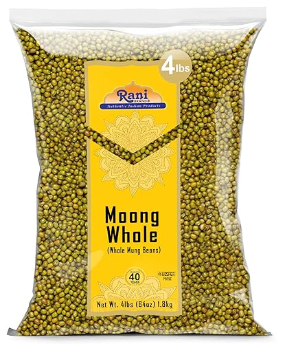 Rani Moong Whole (Ideal For Cooking & Sprouting, Whole Mung Beans With Skin) Lentils Indian 64Oz (4Lbs) 1.81Kg Bulk ~ All Natural | Gluten Friendly | Non-Gmo | Vegan | Indian Origin