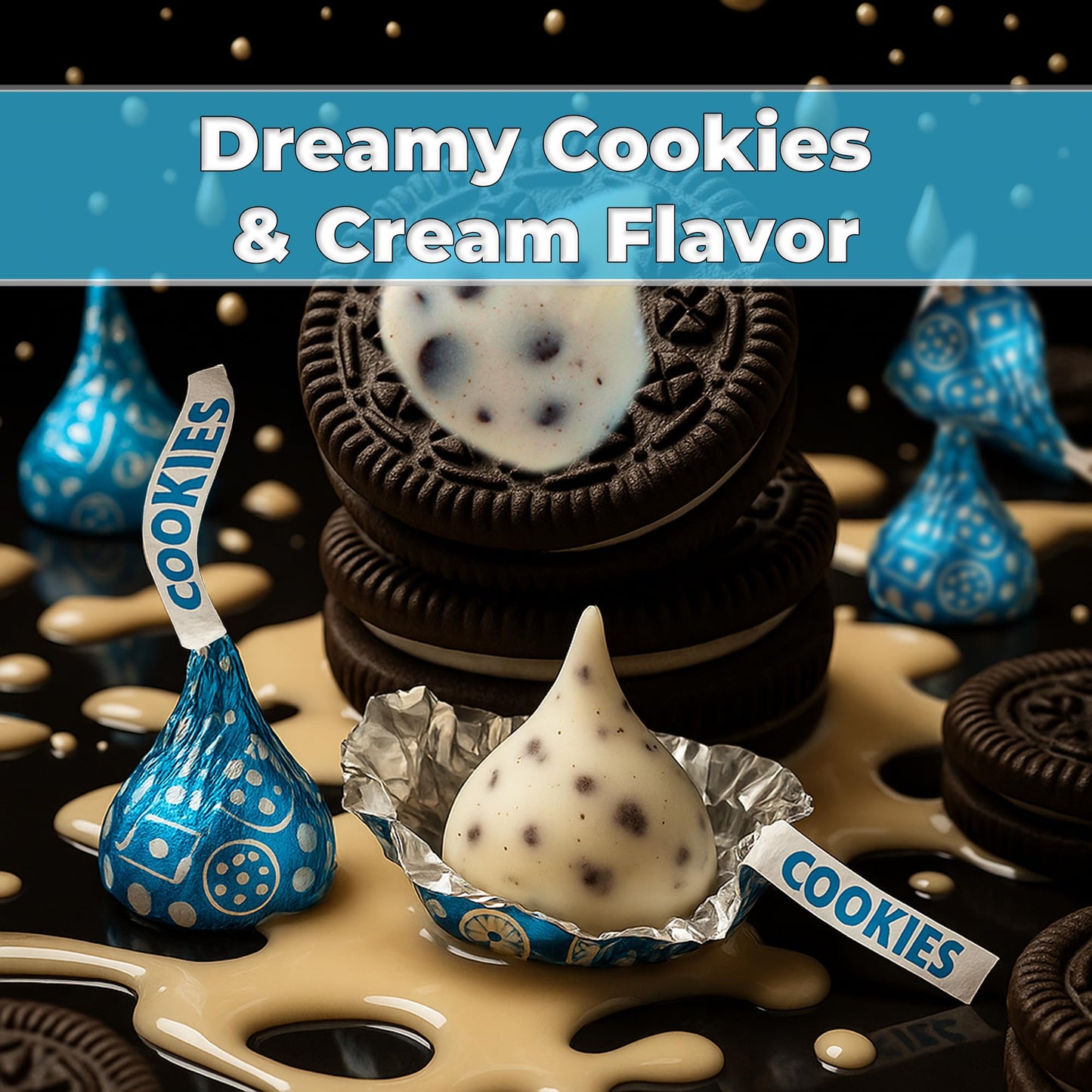 Mindys Goodies Cookies & Cream Kisses, 5lb Pack, Individually Wrapped Chocolate, Ideal for Parties and Gift Baskets