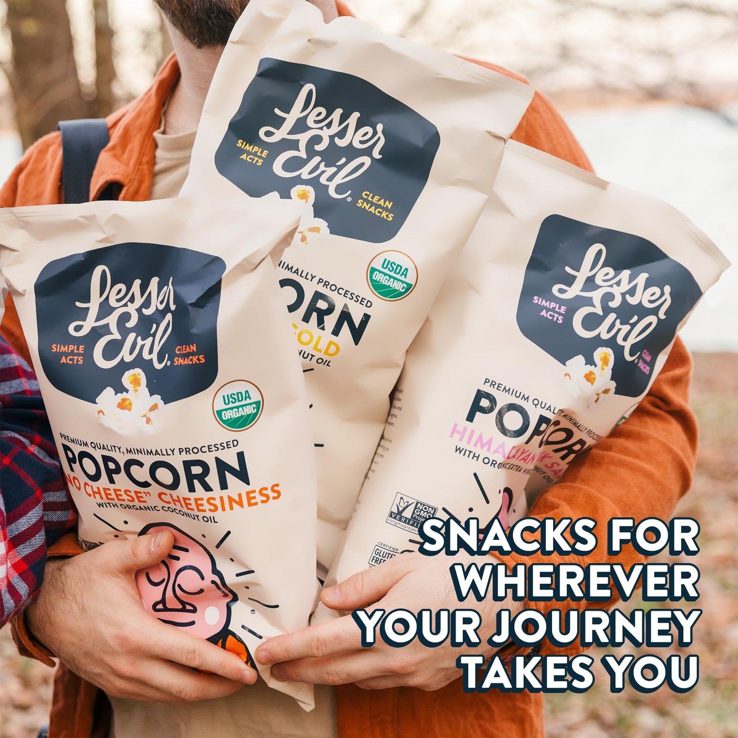 Lesserevil Organic Popcorn Variety Pack, Himalayan Pink Salt (4.6 Oz Bag), Himalayan Gold (4.6 Oz Bag), And White Cheddar Flavor