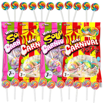 Needzo Sweet and Sour Swirl Lollipops Individually Wrapped Candies for Sharing, Assorted Fruit Flavored Suckers, Goody Bag Fille
