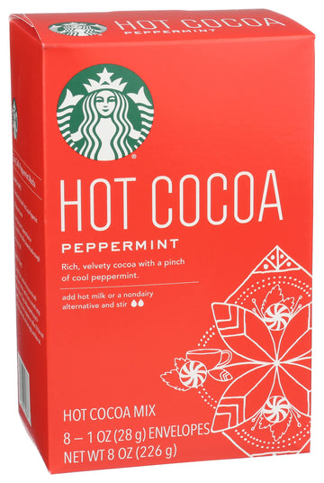 Starbucks Hot Cocoa Mix Packets, Peppermint Flavor, Rich And Velvety, 8 Individual Packets Per Box, 8 Ounce (Pack Of 1)