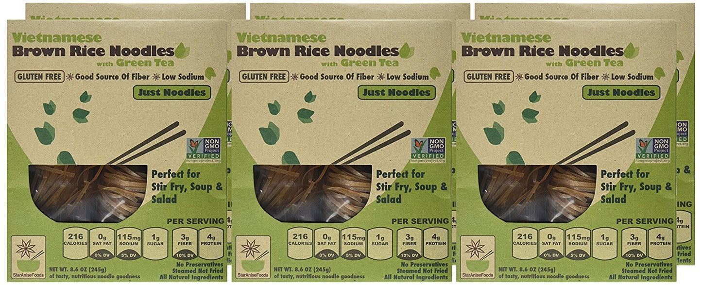 Star Anise Foods Vietnamese Brown Rice Noodles With Organic Green Tea -- 8.6 Oz (Pack Of 6)
