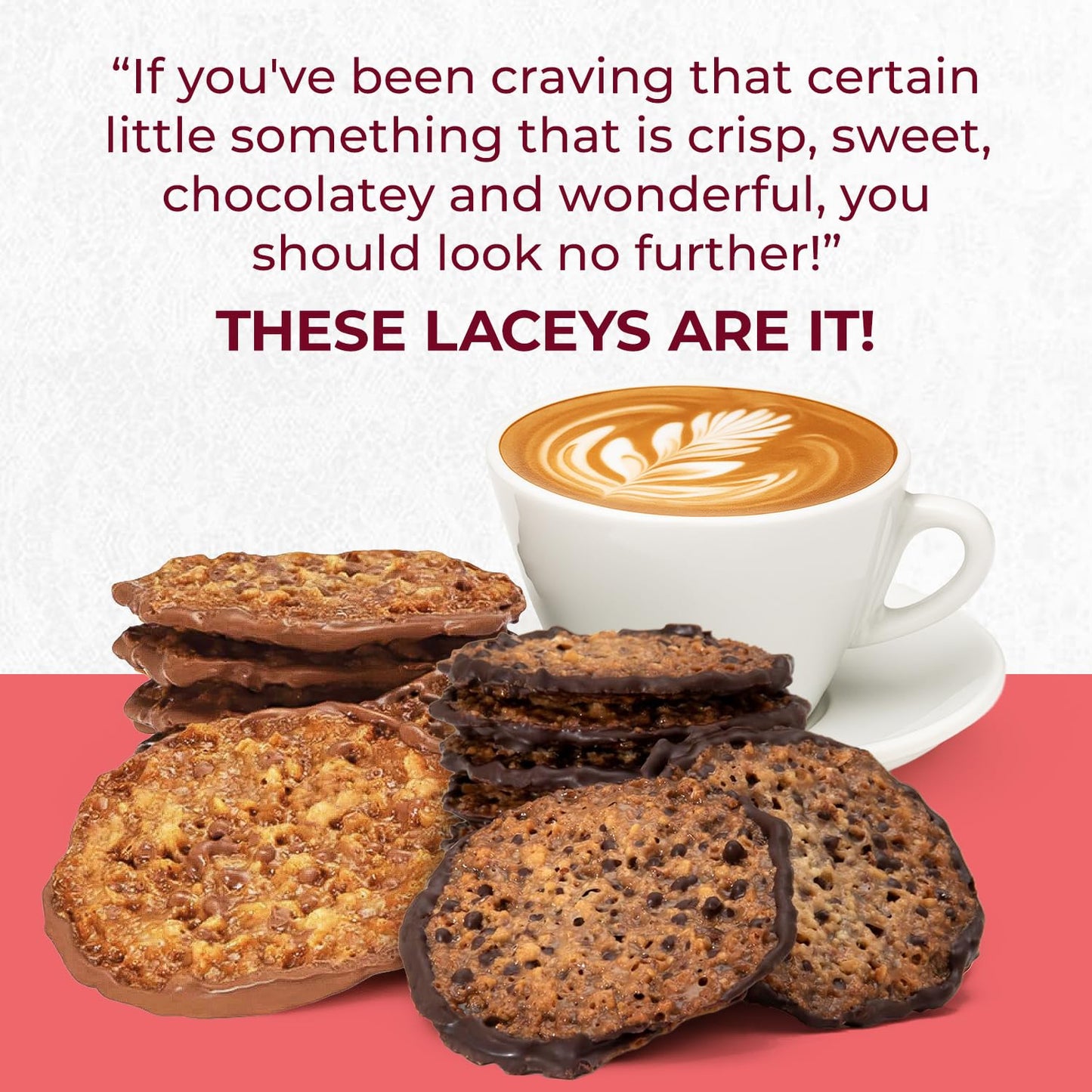 Laceys Gourmet Cookies | Light and Crispy Delicious Cookies | Handcrafted by Desserts On Us (8 Ounce Tub, Almond & Dark Chocolat