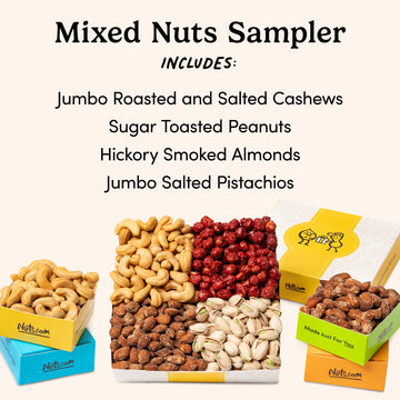 Nuts.com Mixed Nut Sampler - 1.25Lb Variety Snack Box with Pistachios, Peanuts, Almonds, Cashews for Fall and Thanksgiving Gifts