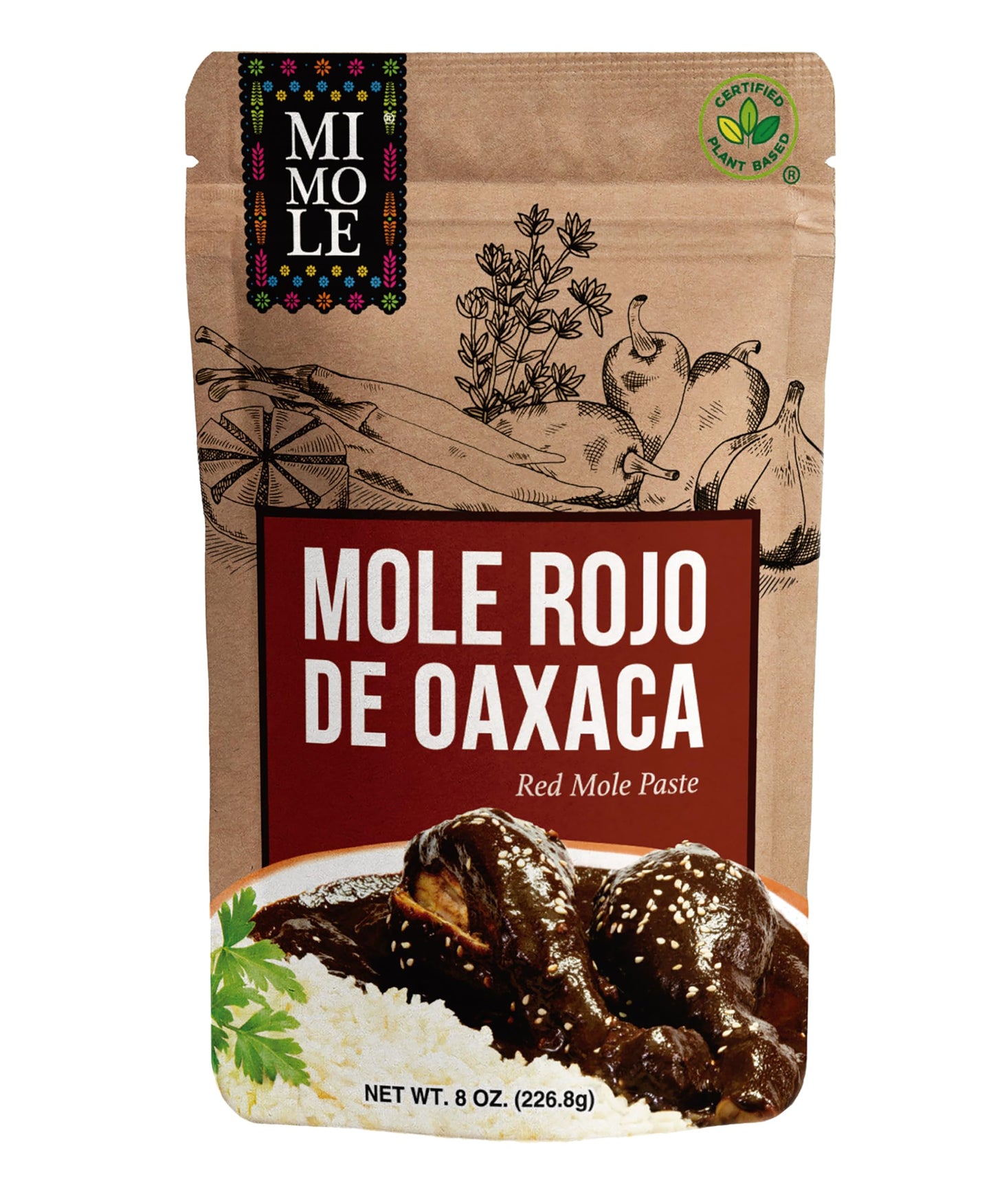 Mi Mole - Mole Rojo de Oaxaca - 8 oz - A rich, all-natural mole paste made from 26 carefully selected ingredients that honors an