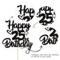 YCTHUNFISH 25th Birthday Cake Topper Glitter Heart Star Decoration Black Bamboo