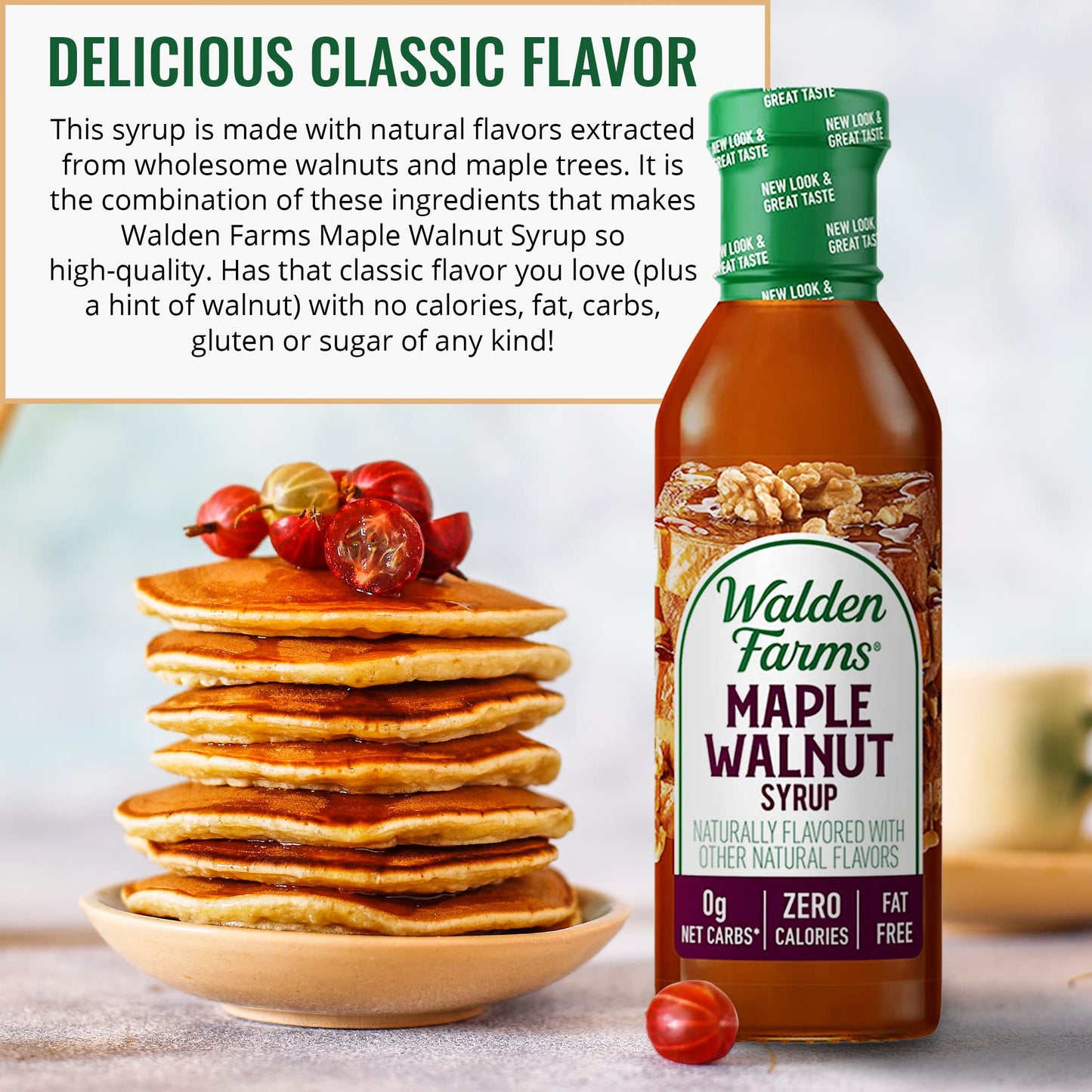 Walden Farms Maple Walnut Syrup 12 Oz (Pack Of 3) Sweet Syrup, Near Zero Fat, Sugar And Calorie, For Pancakes, Waffles, French T