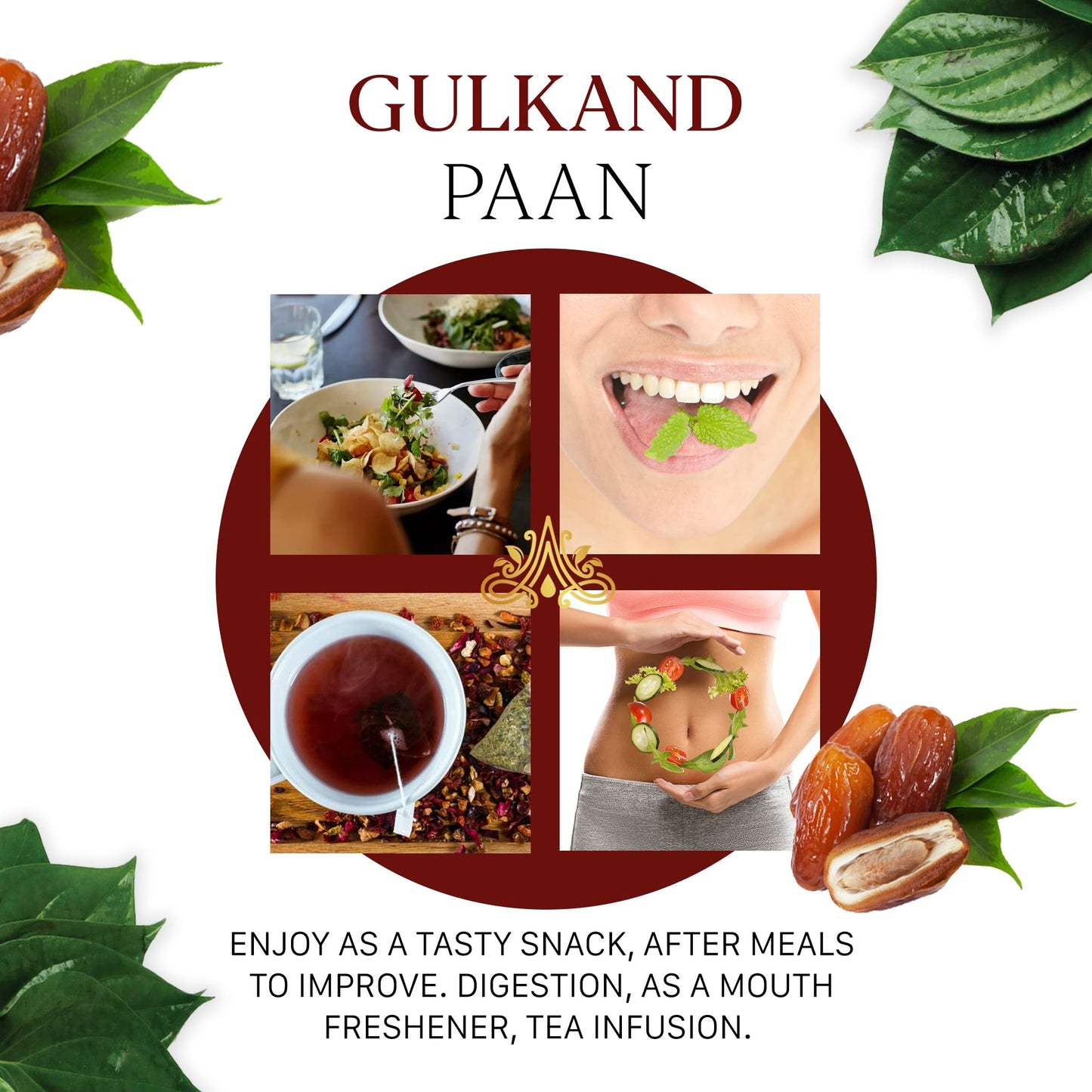 Aryaa Organic Gulkand Paan Herbal Tea & Digestive Snack 250g | 100% Natural, Vegan, Gluten-Friendly, Non-GMO