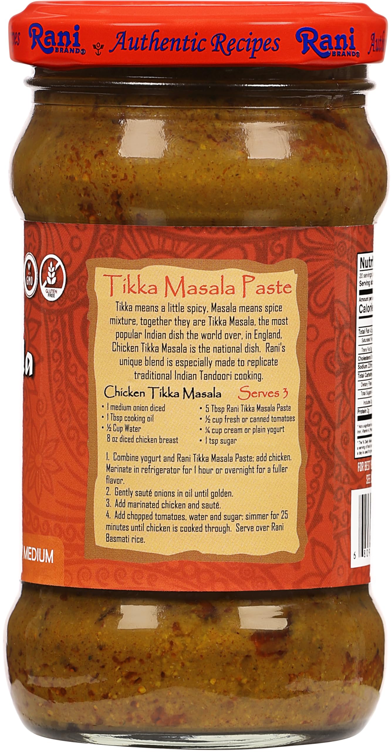 Rani Tikka Masala Cooking Spice Paste 10.5Oz (300G) Glass Jar, Pack Of 5+1 Free ~ No Colors | All Natural | Non-Gmo | Kosher | V