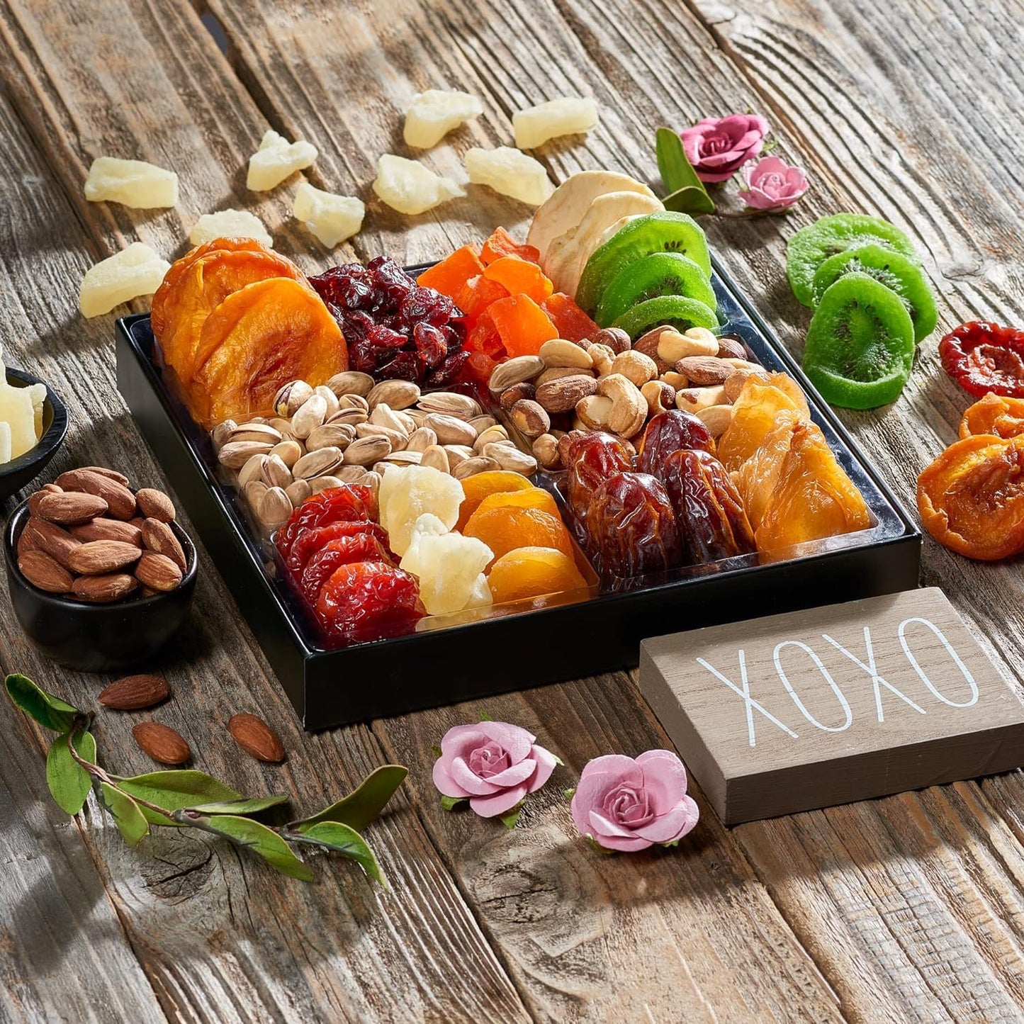 Snackberry Dried Fruit & Nuts Gift Basket, Gourmet Snack Box, Healthy Kosher, 6-Pack Assortment for Christmas, New Years, Birthday