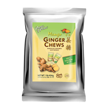 Prince Of Peace Ginger Chews With Mango, 1 Lb. - Candied Ginger - Mango Candy - Mango Ginger Chews - Natural Candy