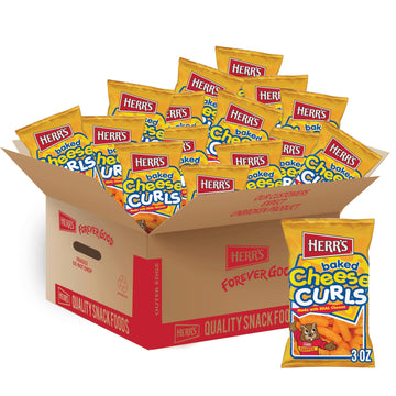 Herrs Baked Cheese Curls, 3 Ounce (Pack of 20 Bags) - Light and Cheesy Baked Curls - Great for Lunchboxes and On-the-Go
