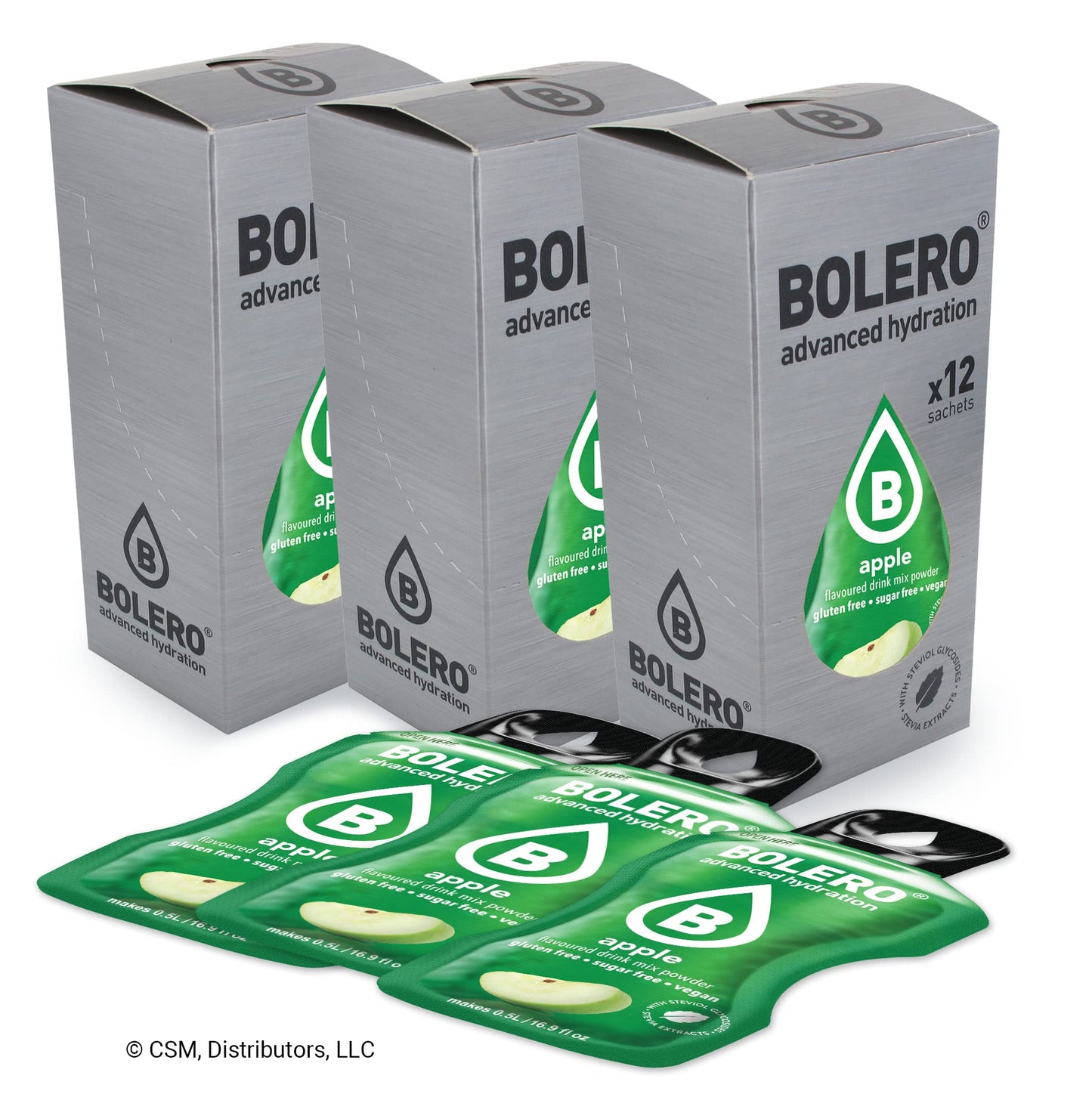 Bolero- Sugar Free Drink Mix Packets Apple Fruit Flavors | Powdered Flavored Water Packet | 36 Small Sachet On The Go Packets