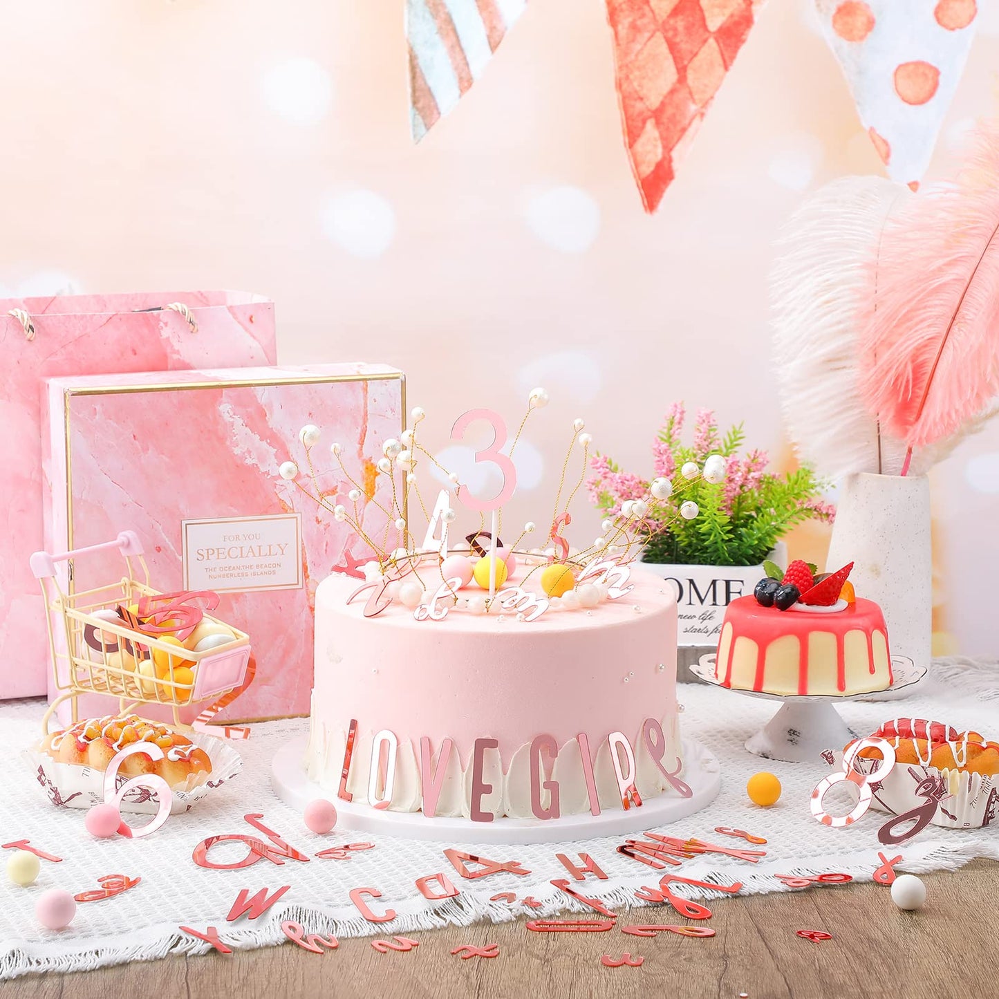 124 Pcs Acrylic Number Alphabet Cake Topper Diy Personalized Name Cupcake Toppers With A-Z Letter Custom Your Birthday Party Cak