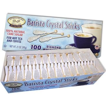 Dryden And Palmer Rock Candy Demitasse Sticks, White, Unwrapped, 100 Count For Coffee And Cocktails - Certified Kosher, Non Gmo,