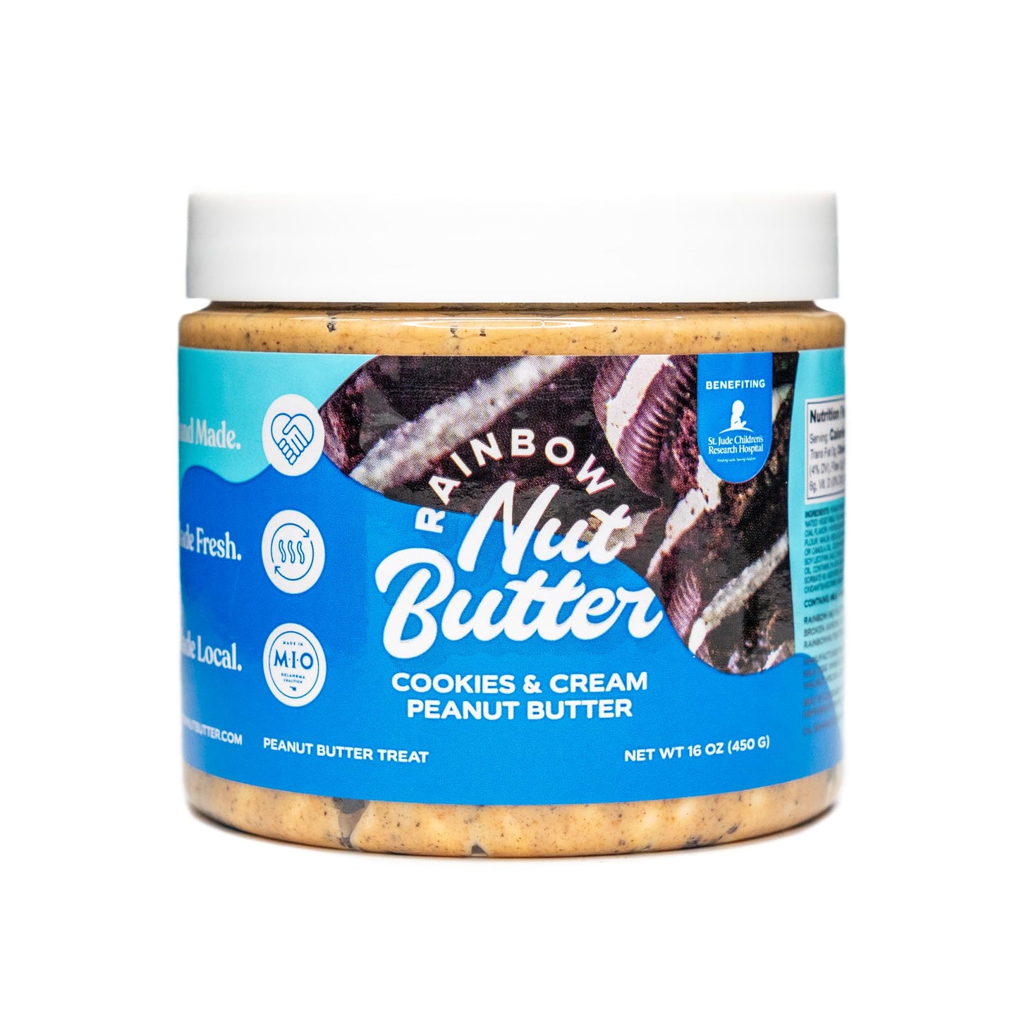 Rainbow Nut Butter, Cookies and Cream Peanut Butter, Spread, Treat, Snack, Dessert, White Chocolate Chips, High Protein Flavored