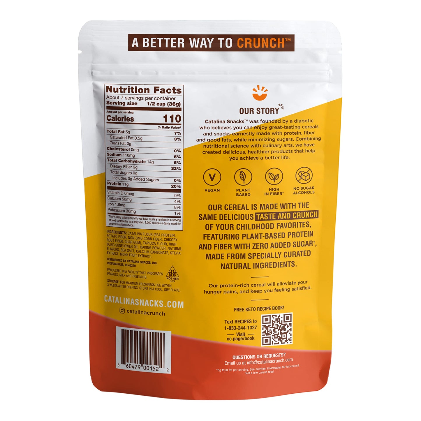 Catalina Crunch Cinnamon Toast Keto Cereal (9Oz Bag)  Low Carb, Sugar Free, Gluten Free, Grain Free  Keto Snacks, Vegan, Plant B