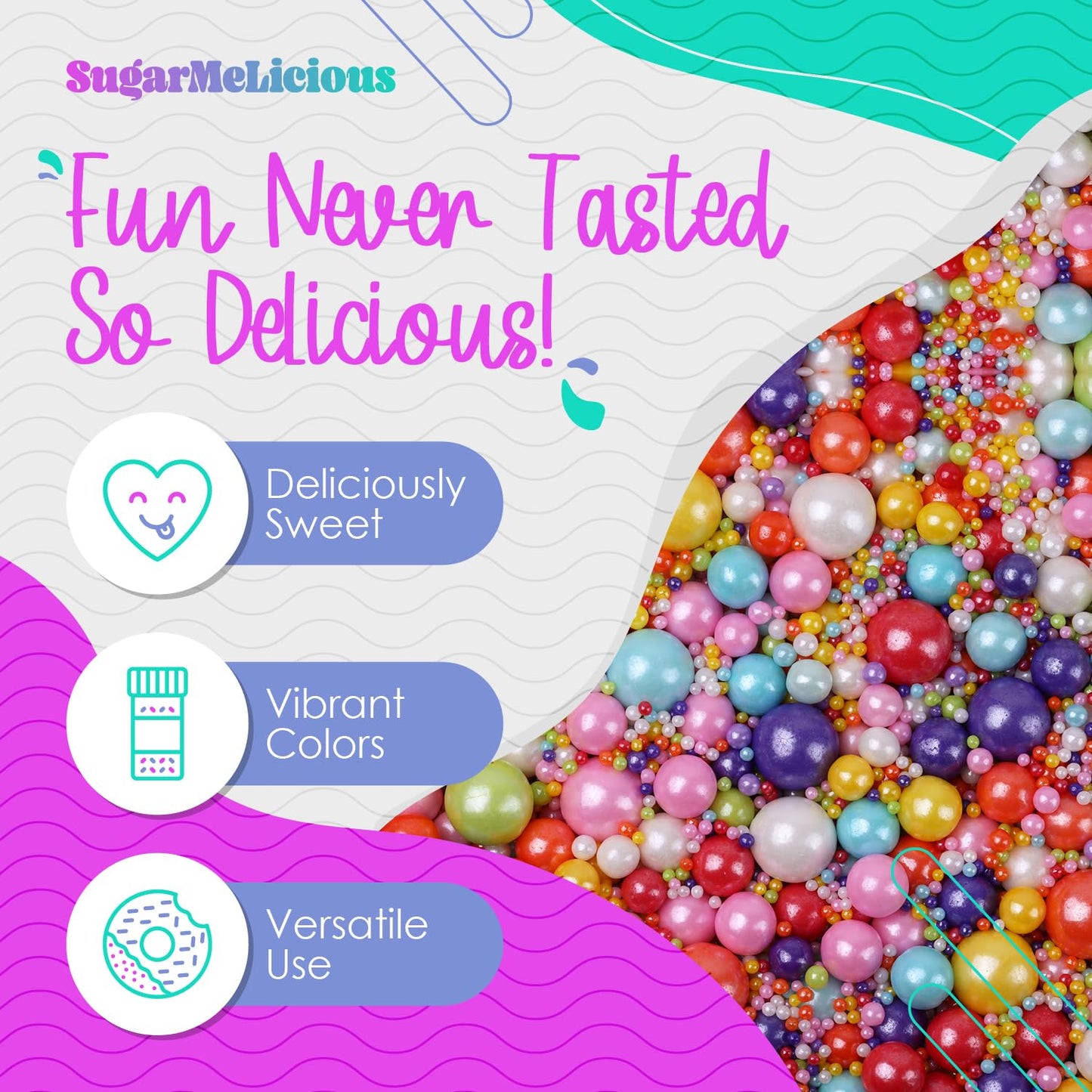 SugarMeLicious Edible Sprinkles for Baking & Decorating, 3oz Bottle, White Alpaca