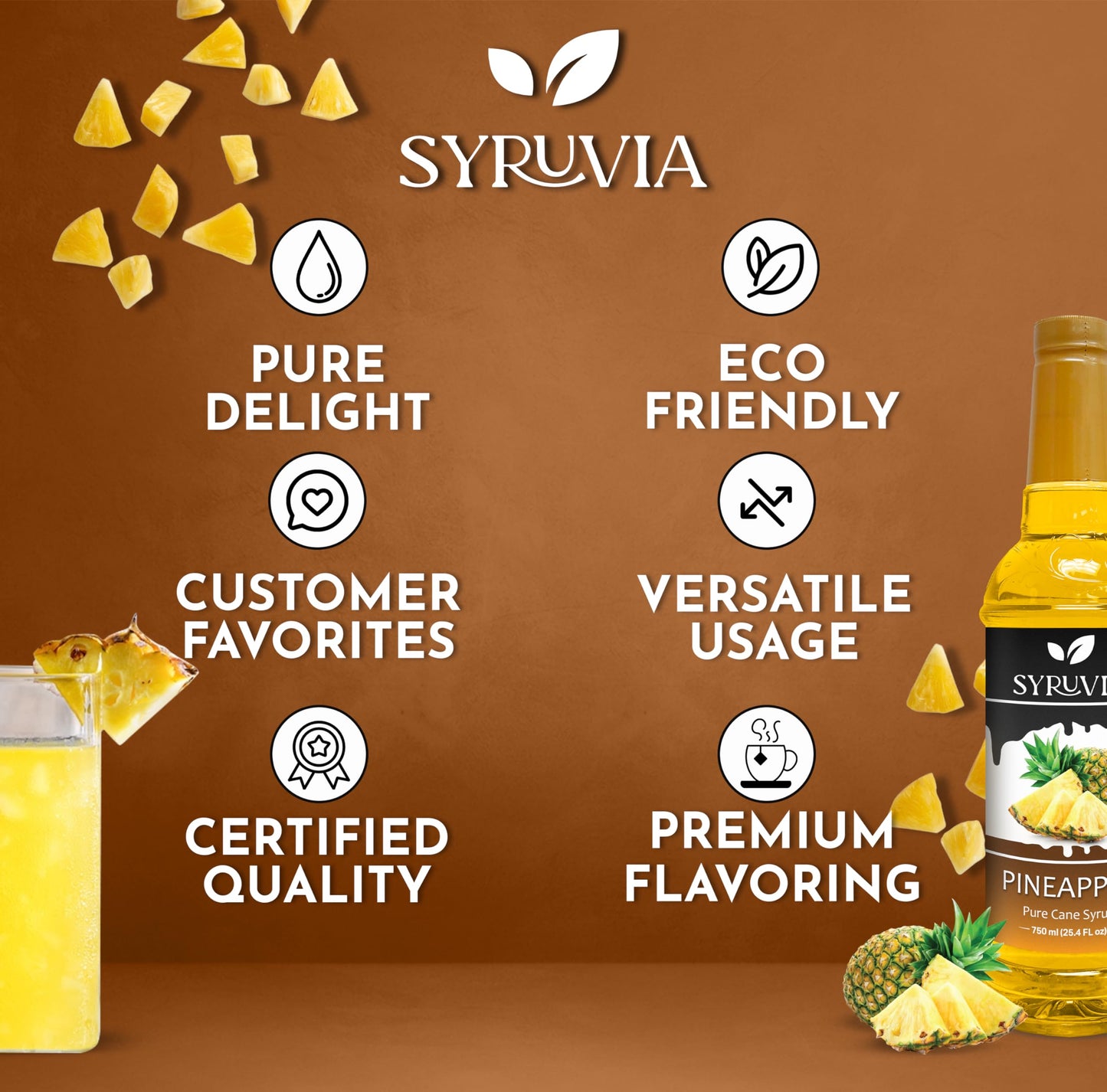 Syruvia Caramel Pecan Syrup - Caramel Pecan Coffee Syrup Flavor, 25.4 Fl Oz, Kosher, Gluten Free, Perfect For Coffee, Drinks, So