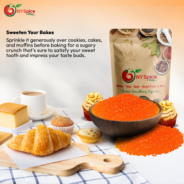 Ny Spice Shop Orange Sanding Sugar For Memorial Day - 8 Ounce Sweet Colorful Edible Sprinkles For Candy Dish - Chocolate Sprinkl