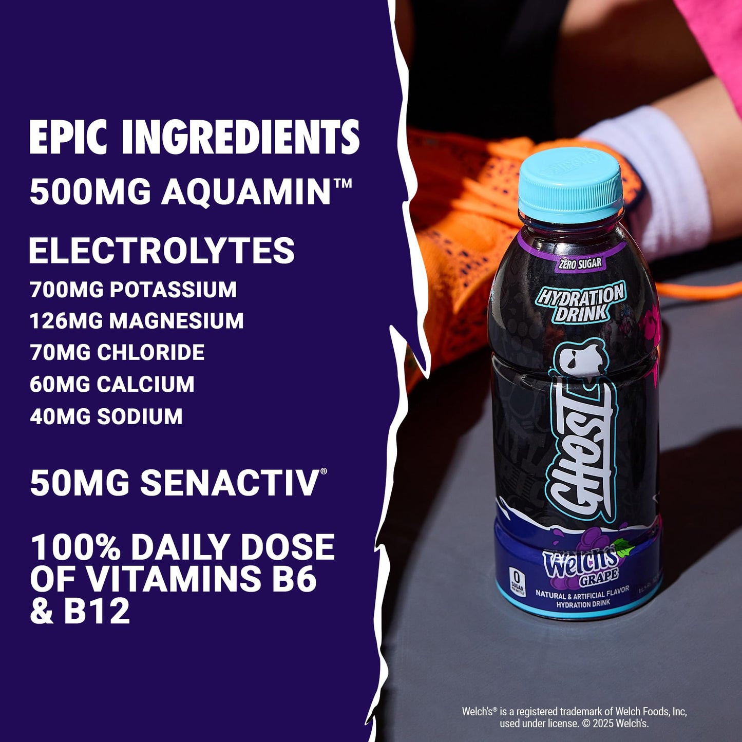 GHOST Hydration Drink, RTD Sports Drink with Electrolytes, Natural Vitamins - 16.9 Fl Oz, Pack of 12