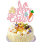 Gyufise Happy Easter Cake Topper, Glitter Bunny Ear Decoration, Pink, Model ZN0317-7-P