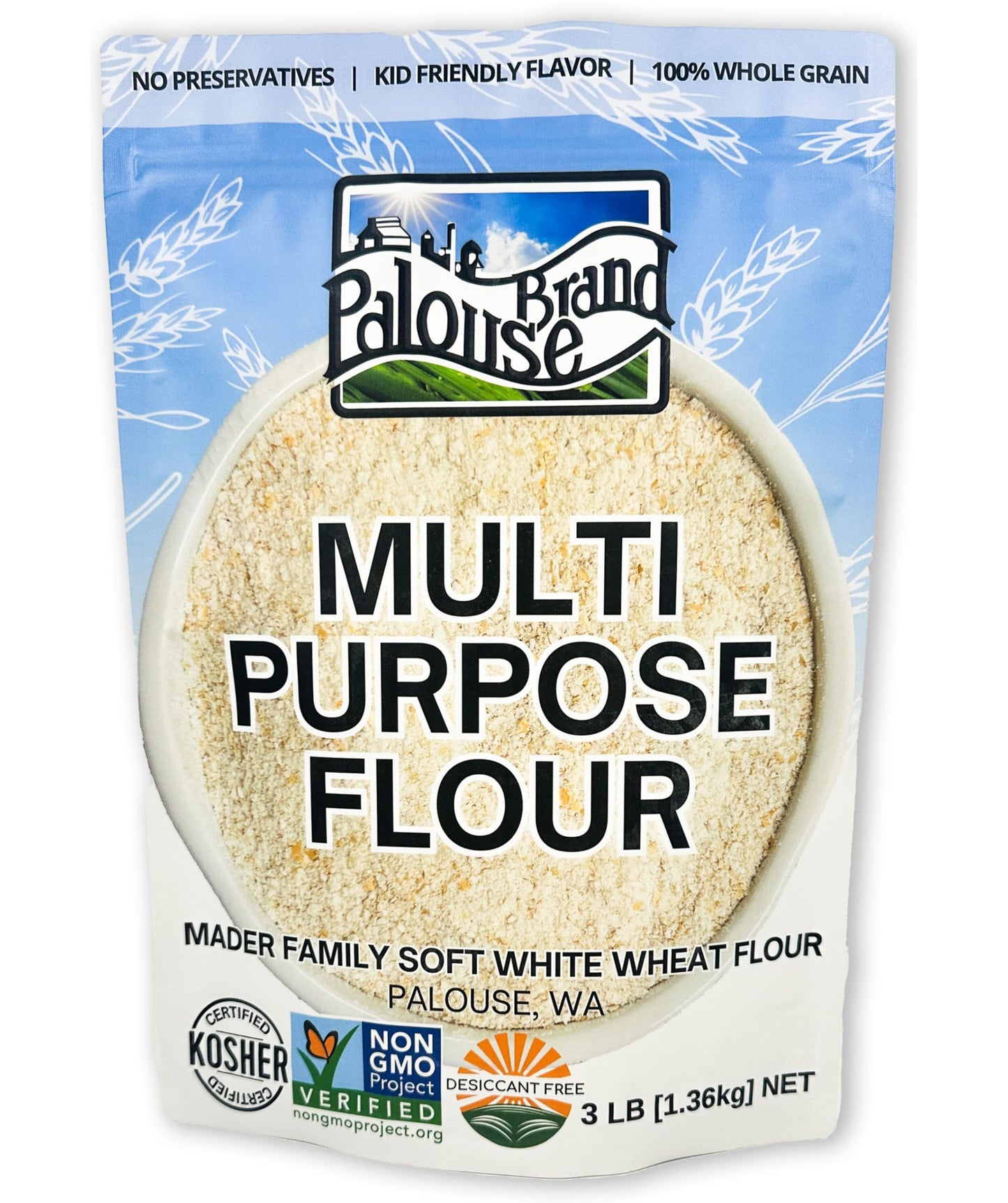 Certified Glyphosate Residue Free Unbleached Soft White Whole Wheat Flour | 3 LBS | All Purpose Flour | Non-GMO | 100% Non-Irrad