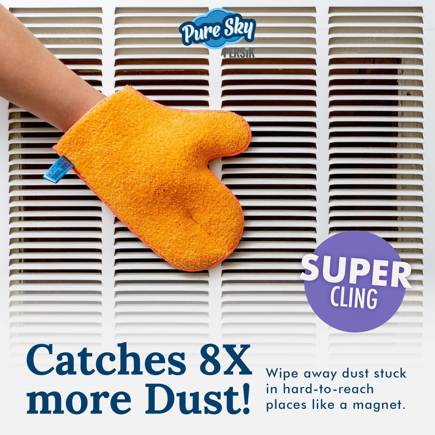 Persik Pure-Sky Microfiber Glove Dusting Mitt - Ultra Microfiber Cleaning Cloth Glove - Just Add Water No Detergents Needed - Us