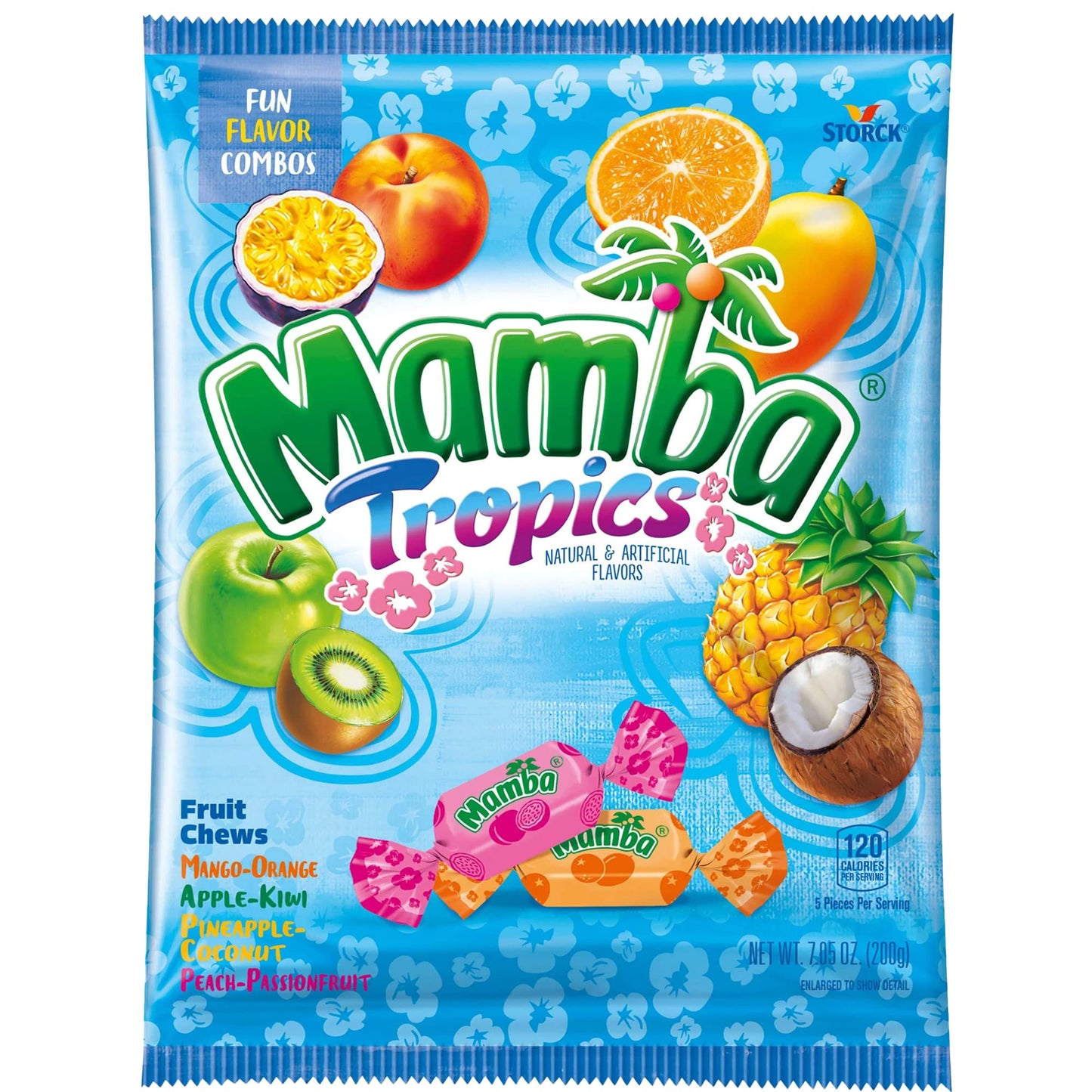 Needzo Mamba Candy Tropics Gift Set Assorted Flavored Fruit Chews, Individually Wrapped Chewy Candies Mixed Flavors Assortment B