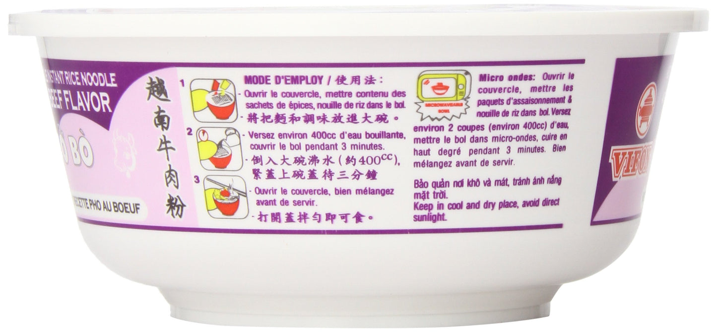 Vifon Pho Vietnamese Beef Rice Noodles Oriental Style Ph? B Bowl, 2.4 Ounce (Pack of 12)