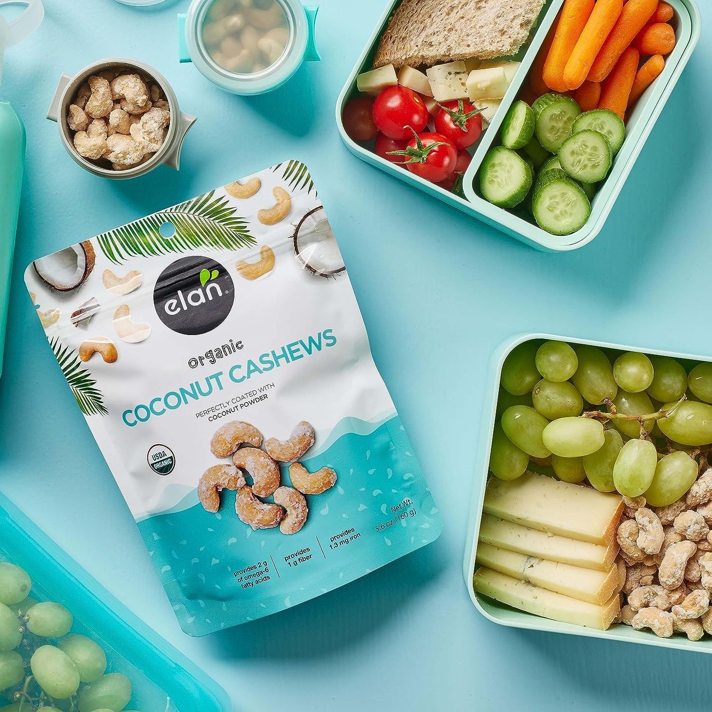 Elan Organic Coconut Cashews, 5.6 Oz, Non-Gmo, Gluten-Free, Vegan, Kosher, Glazed Nuts (Roasted Cashews, Coconut Milk Powder, Hi