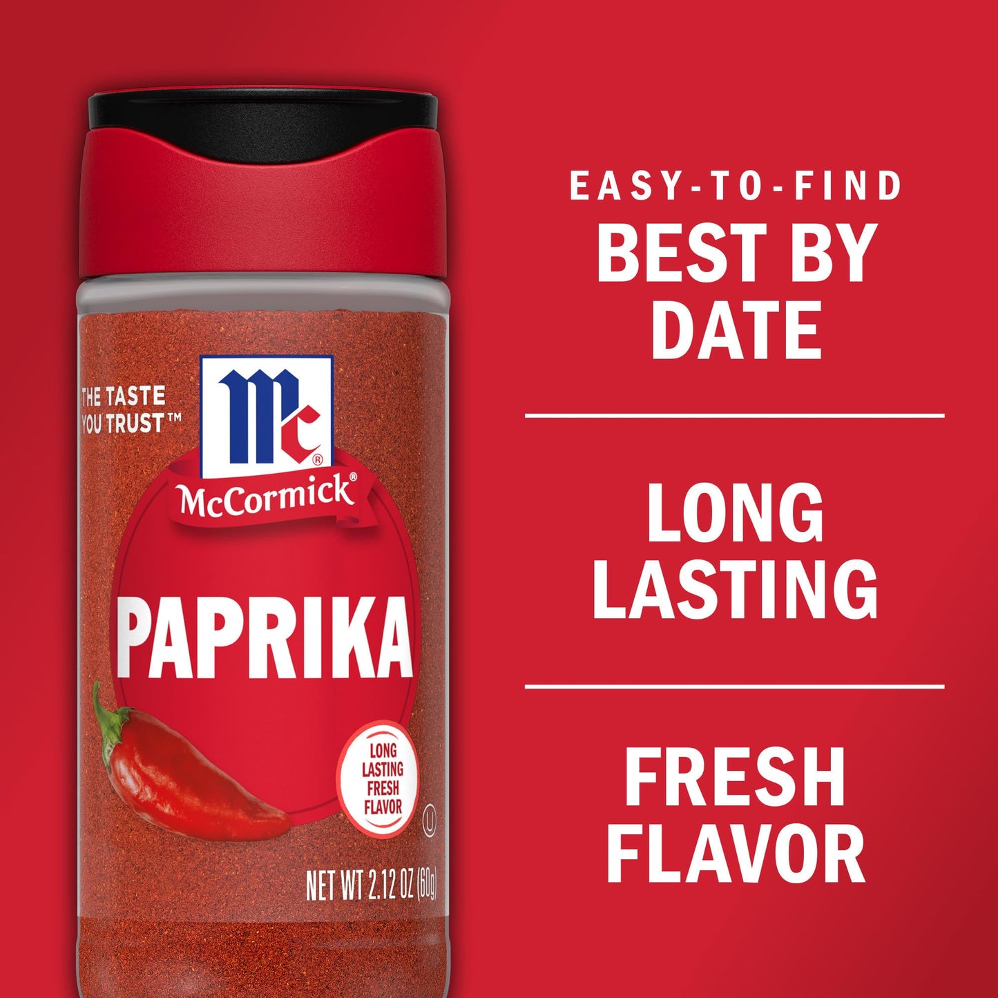 McCormick Paprika - 2.12 Ounce Spice, DCS-1872, Ideal for Cooking and Seasoning