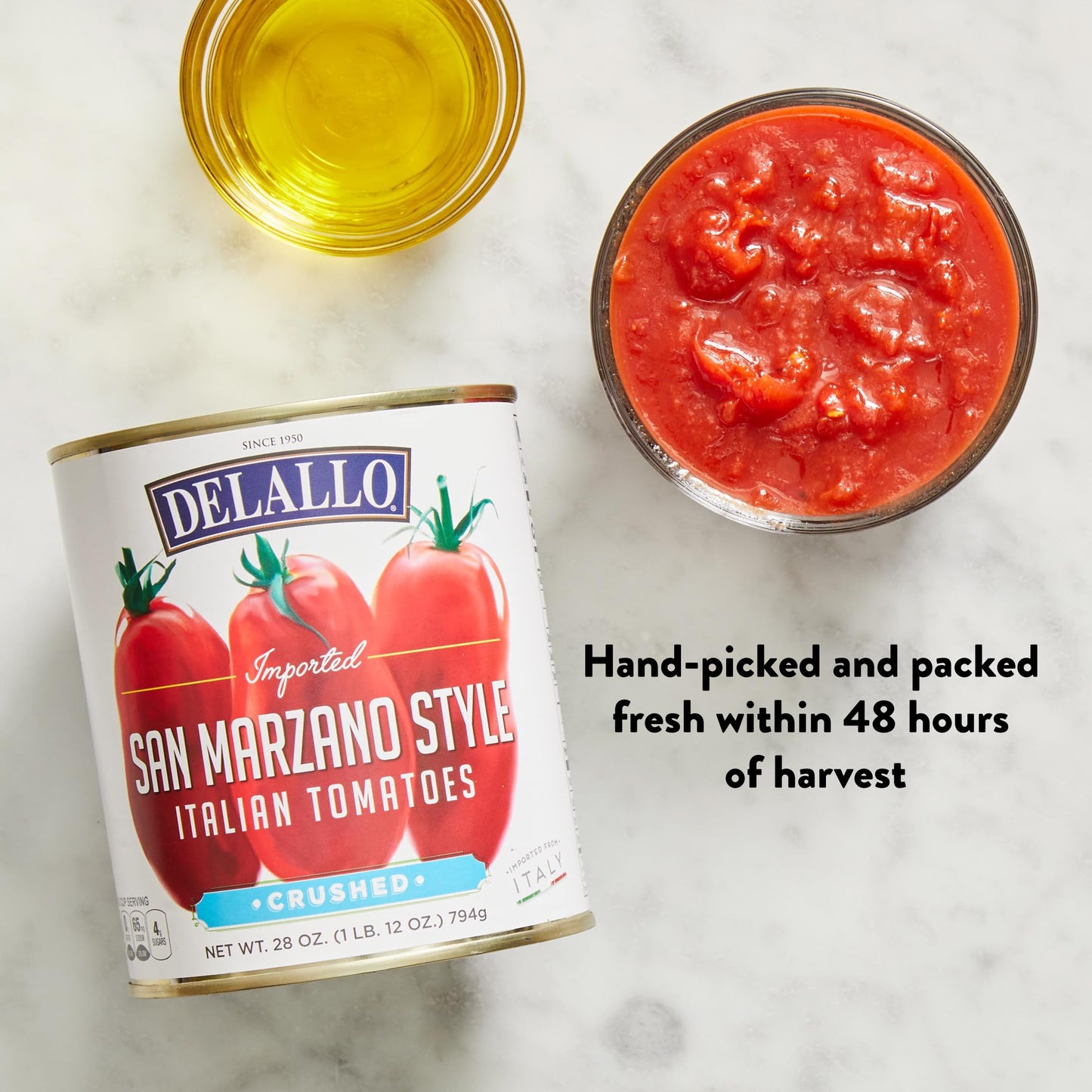 Delallo Imported San Marzano Style Crushed Tomatoes, 28 Ounce Can, 3 Pack, Product Of Italy, Non-Gmo