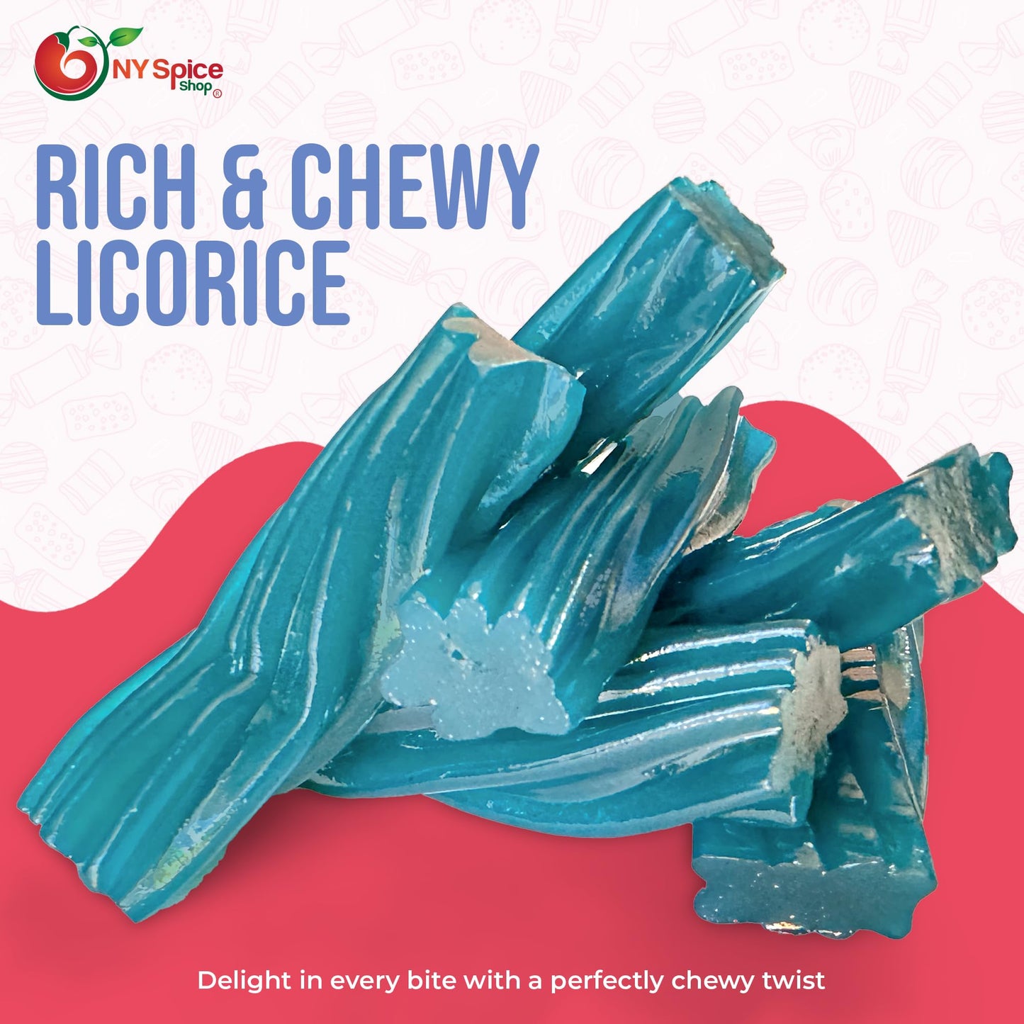 Ny Spice Shop Jumbo Licorice Twists Blue Raspberry Flavored - Jumbo 2'' Inch Chewy Fruit Flavored Sweet Blue Licorice Rope Candy