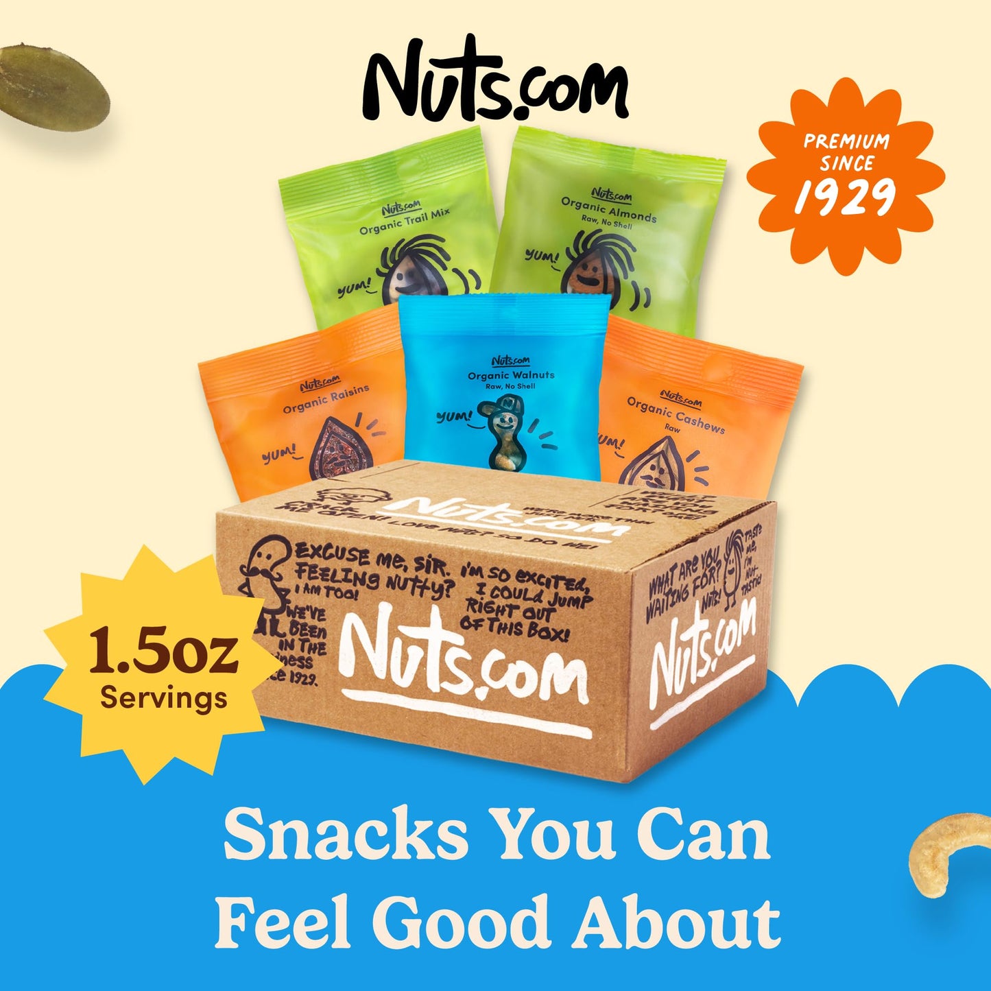 Nuts.Com – Organic Dried Fruit And Nuts Variety Box – Gourmet Assortment For Fall, Thanksgiving And Festive Gifts – Includes Organic Cashews, Almonds, Walnuts, Raisins, And Trail Mix