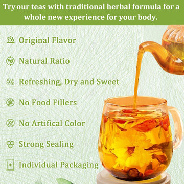 Dandelion Wolfberry Tea, Supports Kidneys & Liver Health Tea, Seven Herbal Ingredients Natural Blend, Dandelion Chinese Wolfberr