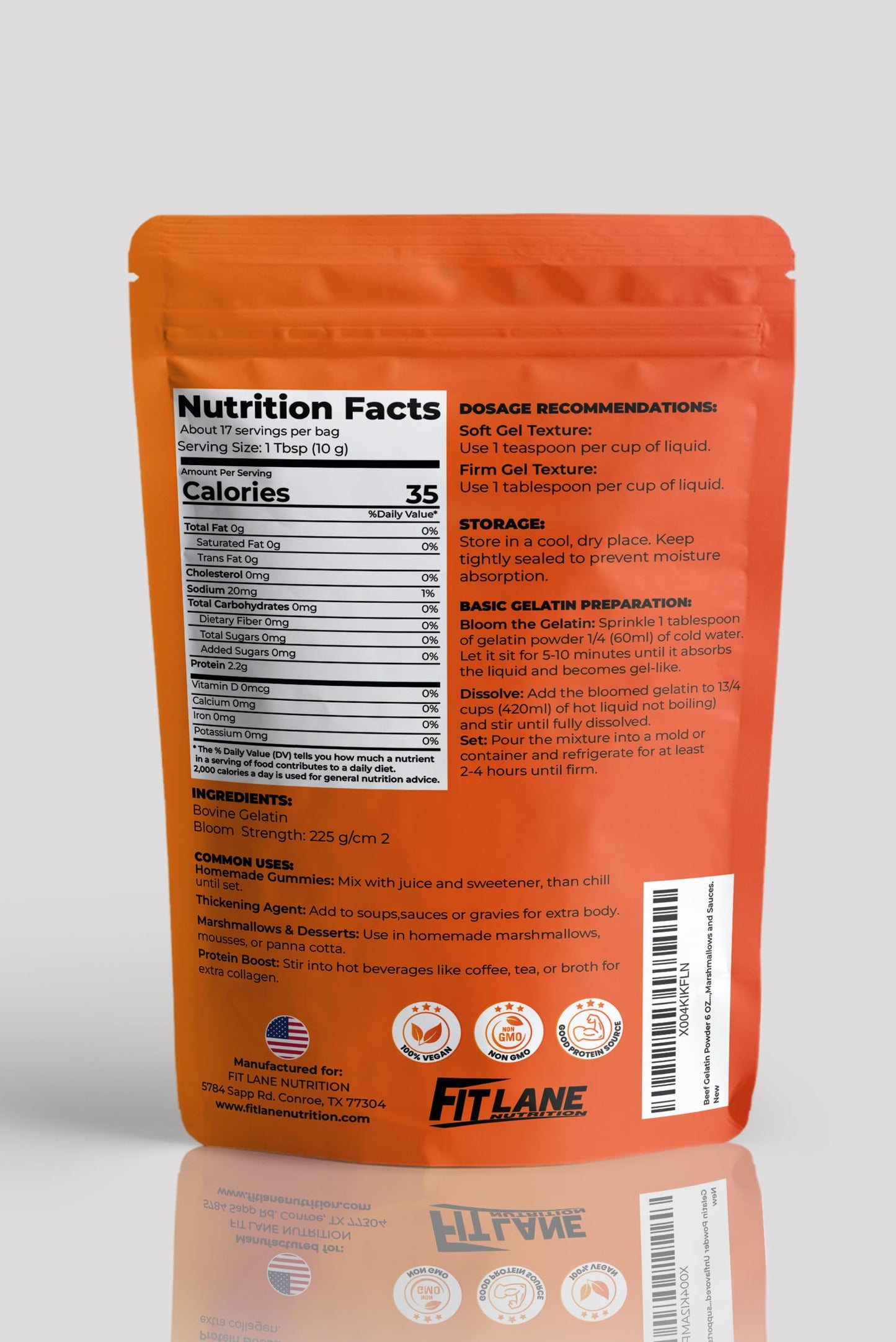Gelatin Powder Unflavored 6 oz - Bulk Bag - Gelatina Sin Sabor en Polvo - Product of USA - Perfect for Desserts  Baking & Cooking - Supports Hair  Skin & Nails
