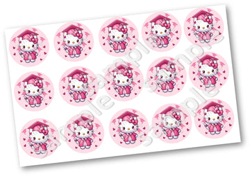 Hello Kitty Graduation Kitty cat Edible images for Oreo cookies chocolate covered, edible image cupcake topper printed on edible
