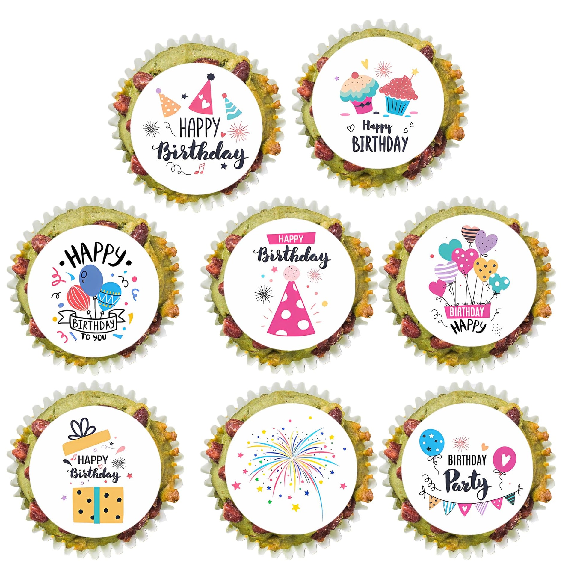 32Pcs Edible Colorful Cupcake Toppers - Wafer Paper Birthday Cake Picks For Kids Or 18+ Uses Parties