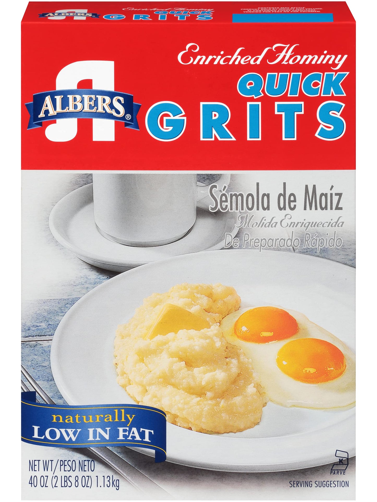 Albers Enriched Hominy Quick Grits, Naturally Low in Fat, 40 OZ Box