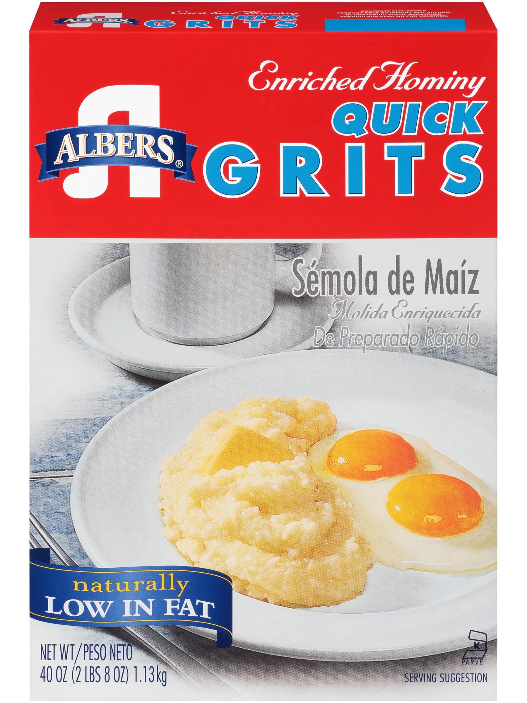 Albers Enriched Hominy Quick Grits, Naturally Low in Fat, 40 OZ Box