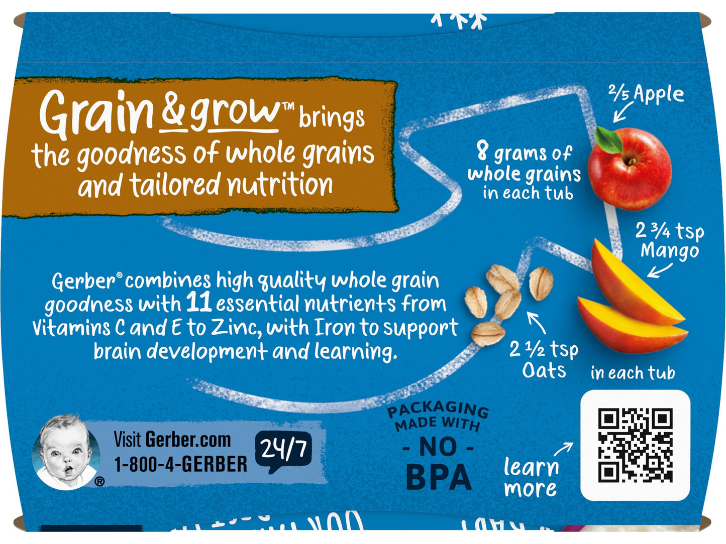 Gerber Natural For Baby 2Nd Foods Apple Mango Oatmeal Cereal (Pack Of 4)