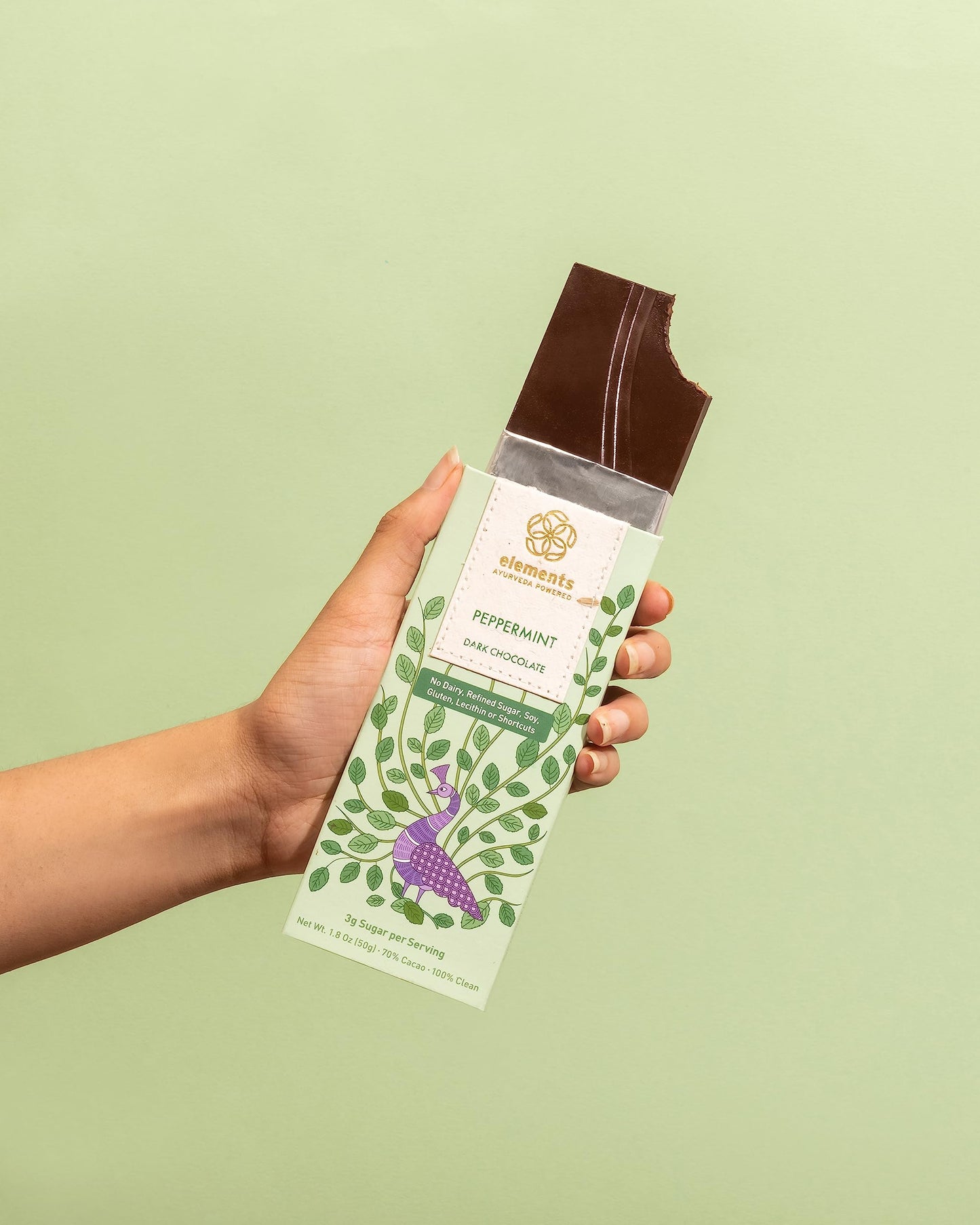 Elements Truffles Peppermint Chocolate Bar - Dairy Free, Gluten Free, Organic - 4 Count