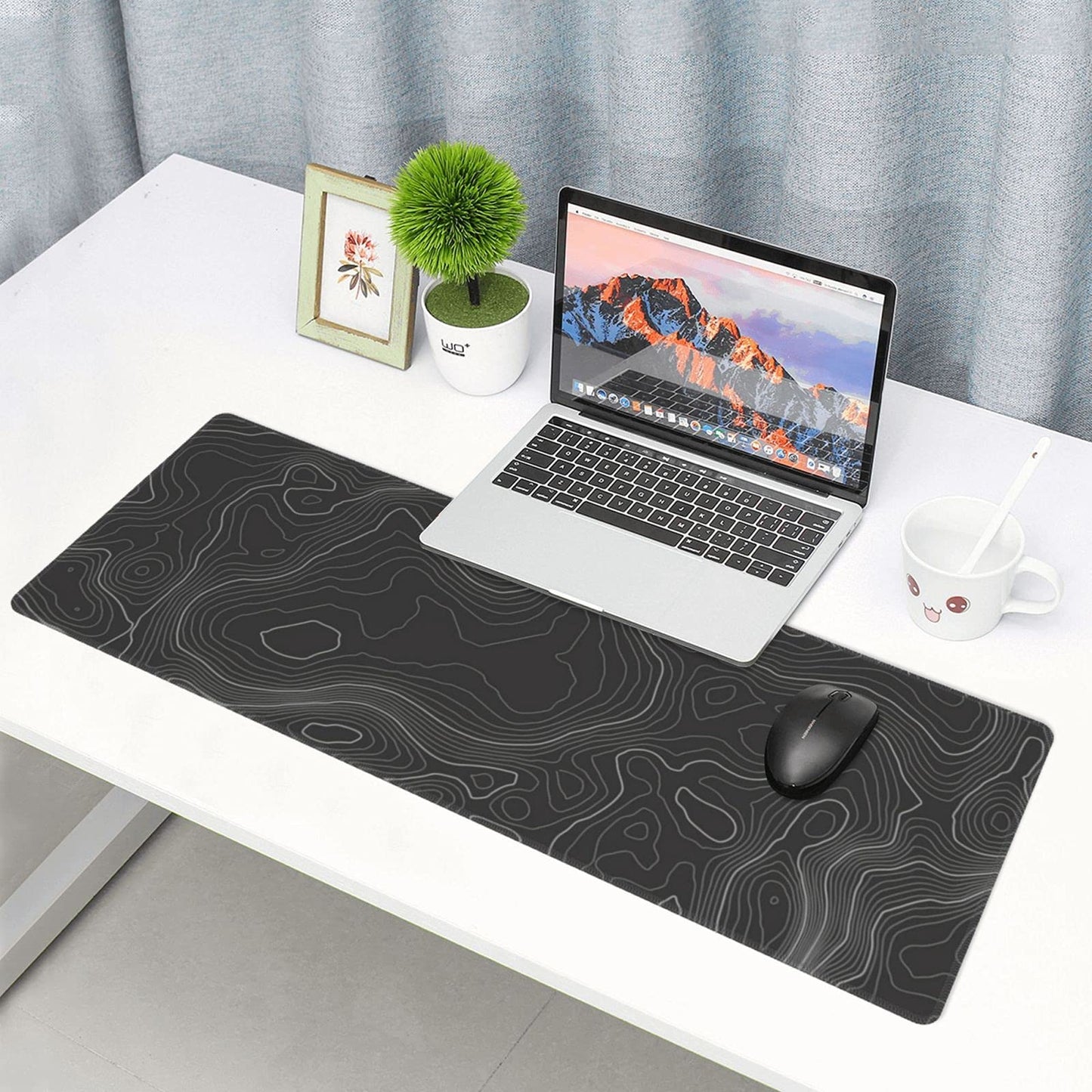 Topographic Contour Gaming Mouse Pad Large Xl Long Extended Pads Big Mousepad Keyboard Mouse Mat Desk Pad Home Office Decor Acce