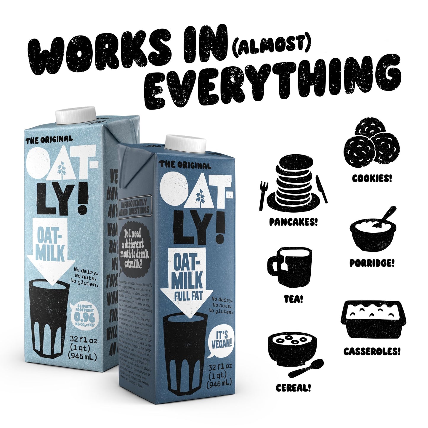 Oatly Full Fat Oatmilk - Creamy, Plant-Based Whole Milk Alternative | Dairy-Free, Vegan, Shelf-Stable, Non-GMO & Glyphosate Resi